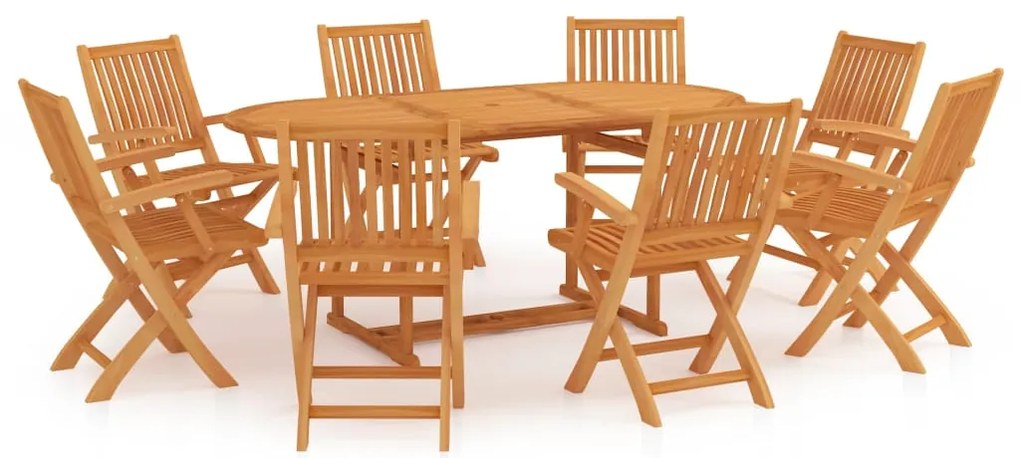 vidaXL Set mobilier de grădină, 9 piese, lemn masiv de tec
