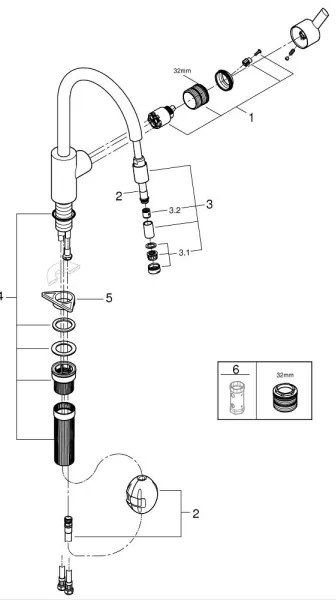 GROHE 32671002 - Baterie pentru chiuvetă FEEL, crom lucios