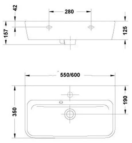 Lavoar suspendat alb 60 cm Gala Emma Compact 600x350 mm