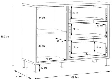 Comodă OREN cu sertare, maro/negru