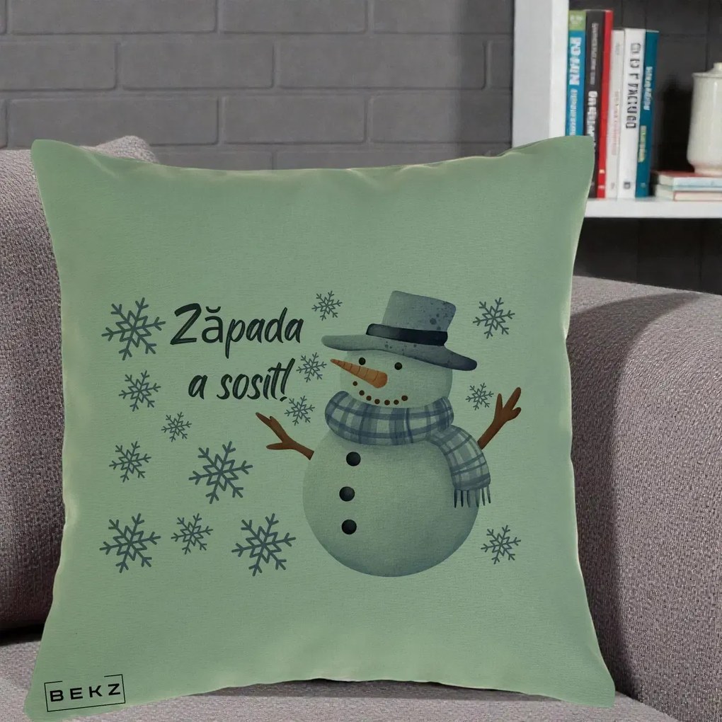 Perna Decorativa Zapada a Sosit Om de Zapada, 40x40 cm, Verde, Husa Detasabila, Perna Inclusa, BEKZ®
