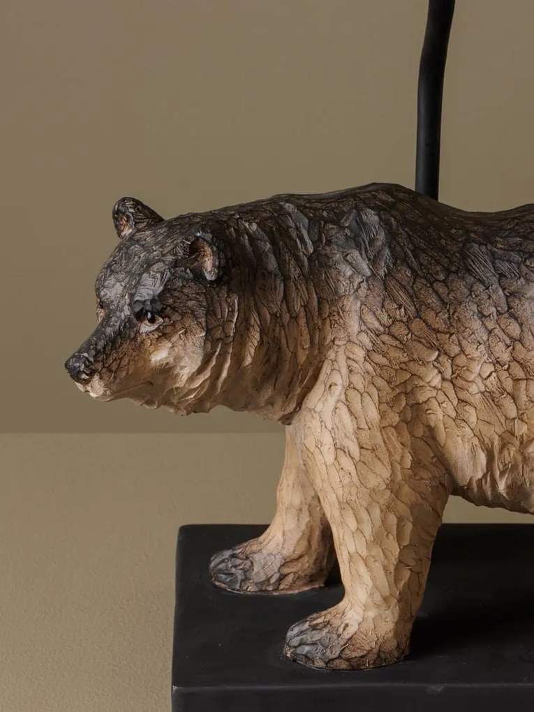 Lampa de masa, din polirasina, cu abajur din in, Bear