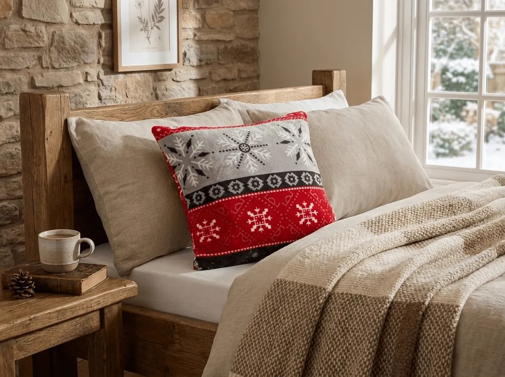 Husa din microplus pentru pernuta SNOWY FOREST 45x45 cm, gri