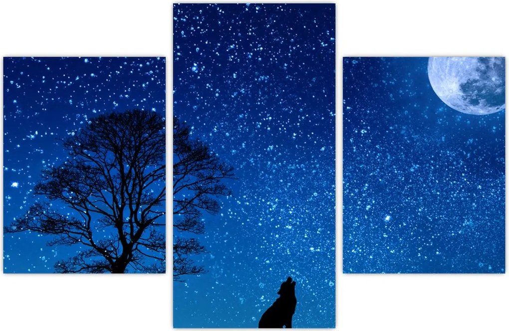 Tablou - Lupul urlând la lună (90x60 cm)