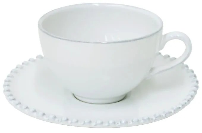 Ceașcă și farfurioară din gresie ceramică Costa Nova Pearl, 250 ml, alb