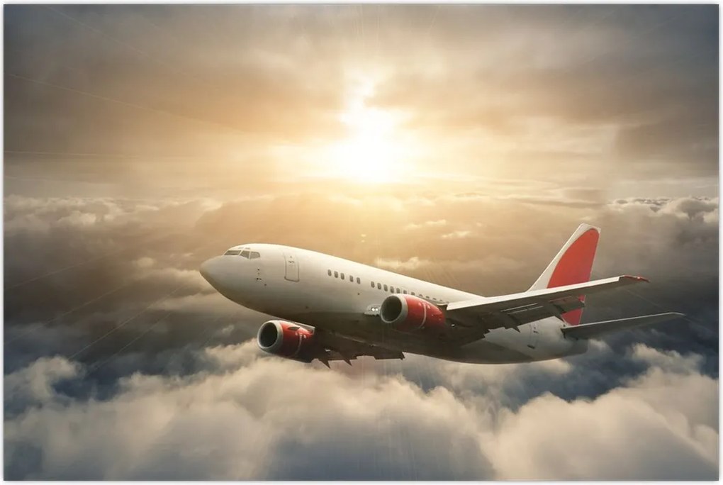 Tablou - Avion în nori (90x60 cm)