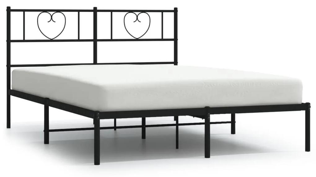355463 vidaXL Cadru de pat metalic cu tăblie, negru, 140x190 cm