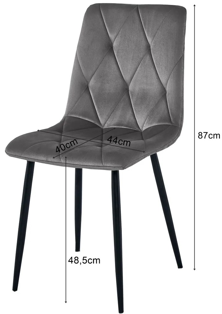 Scaun dining LIBRA gri cu picioare negre