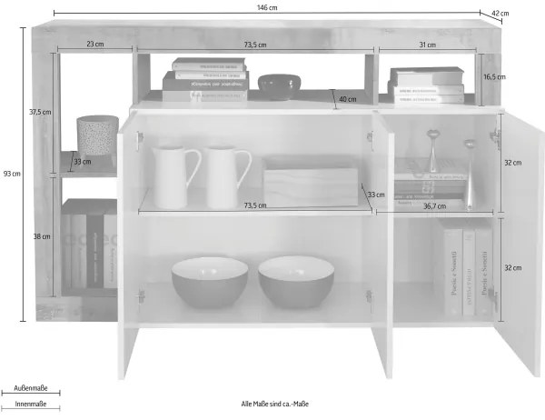 Comodă LENOR cașmir/maro