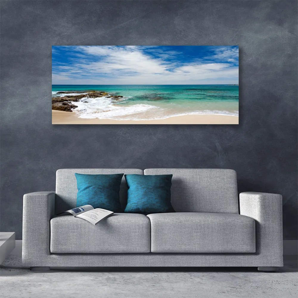 Tablou pe panza canvas Sea Beach Peisaj Alb Albastru