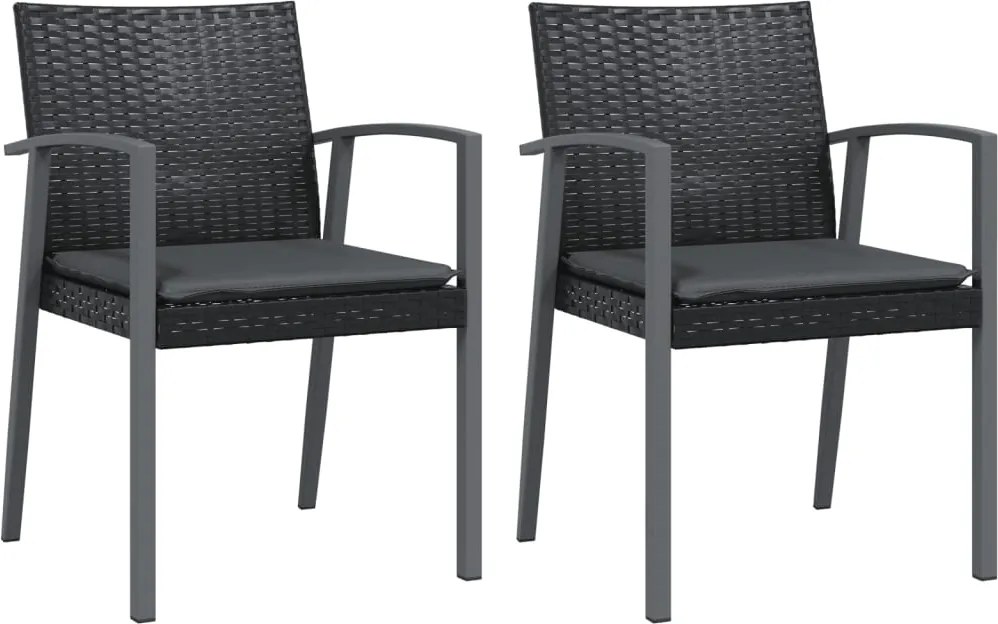 vidaXL Scaune de grădină cu perne 2 buc. negru 56,5x57x83 cm poliratan
