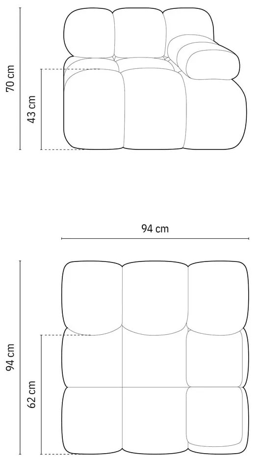 Modul pentru canapea modulară gri deschis cu tapițerie din țesătură bouclé (cu colț pe partea dreaptă) Bellis – Micadoni Home