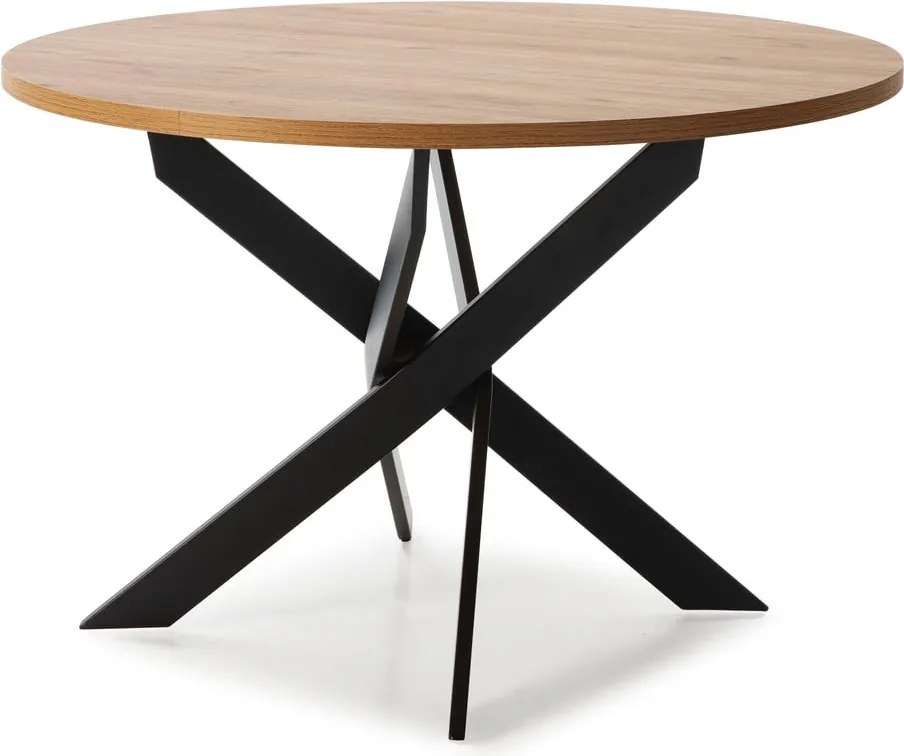 Masă de dining rotundă cu blat cu aspect de lemn de stejar 120x120 cm Ther – Marckeric