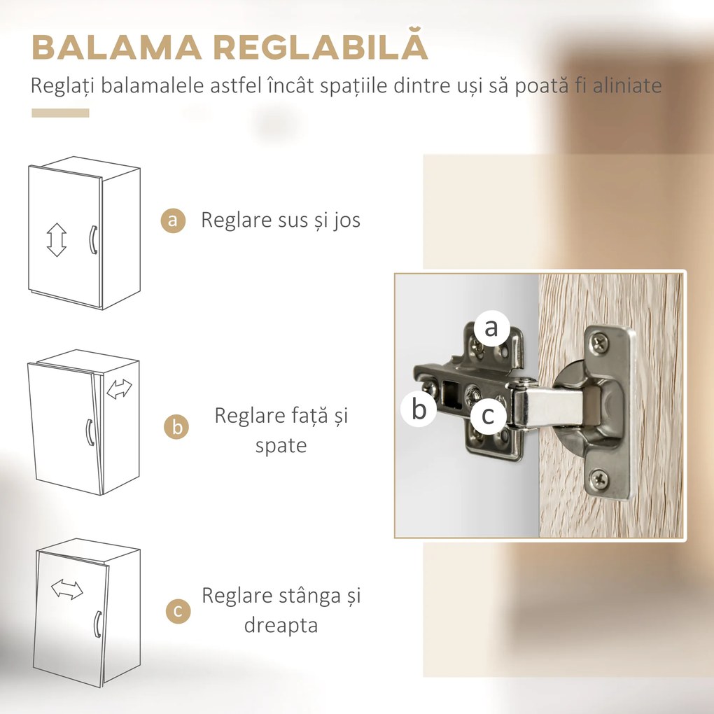 HOMCOM Bufet de Bucătărie Spațios, Dulap cu Sertare și Uși, Design Modern, 100x39x180 cm, Alb și Lemn Natural | Aosom Romania