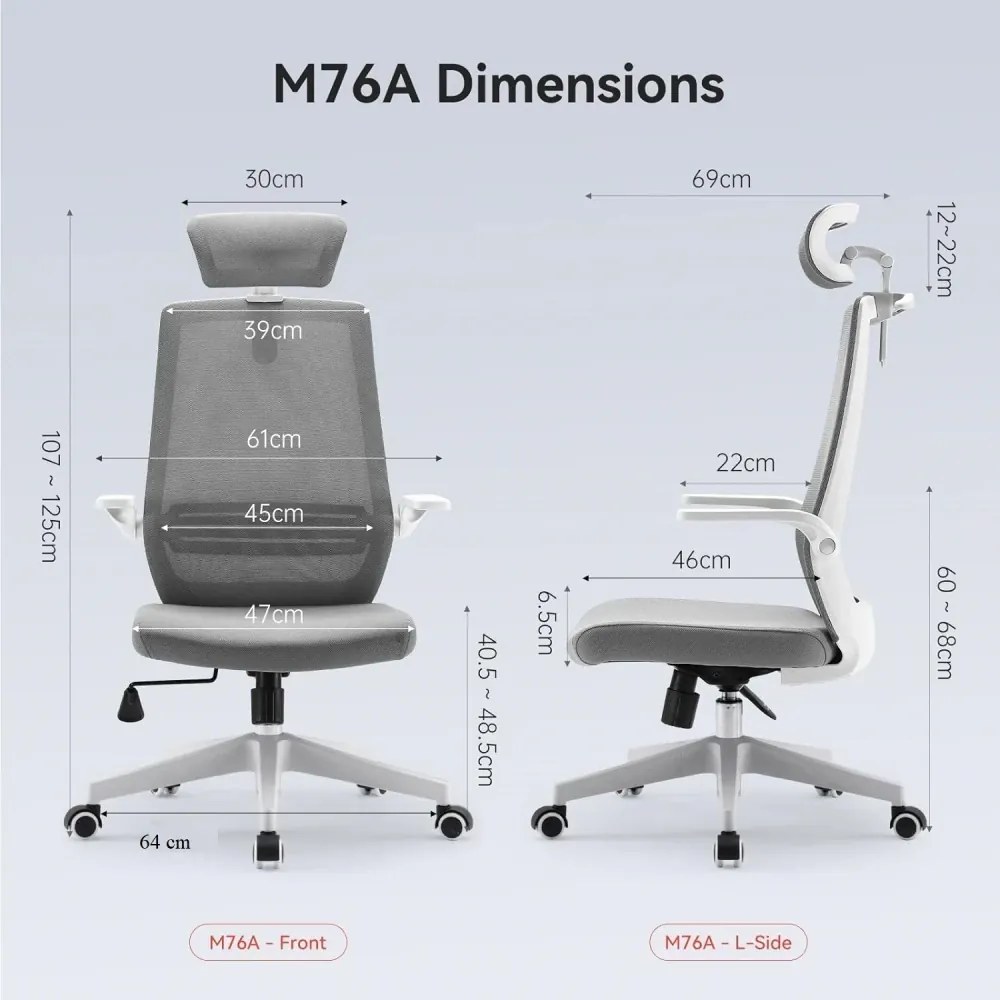 RESIGILAT- Scaun ergonomic SIHOO,suport lombar reglabil, tetiera 3D, mecanism inclinare/blocare, brate rabatabile, umeras, pivotant, Mesh, Gri