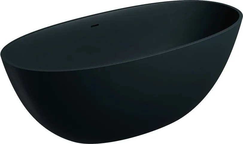 Cada freestanding Omnires Shell M+ compozit negru lava mat 160x75 cm cu preaplin