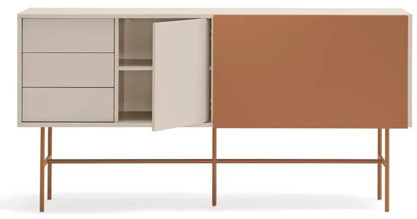 Comodă joasă cu ușă glisantă roșu cărămiziu-bej 180x91 cm Nube – Teulat