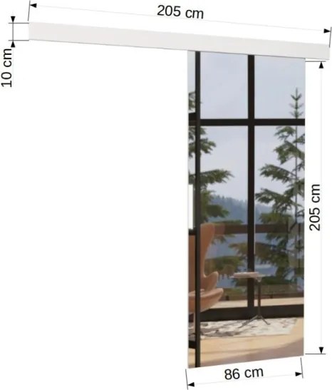 Usa glisanta cu oglinda, Tess, ADRK Furniture (Latime: 96 cm, Culoare: Lemn natural)