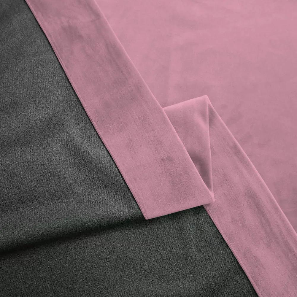 Set draperie din catifea blackout cu rejansa din bumbac tip fagure, Madison, densitate 700 g/ml, Queen Pink, 2 buc