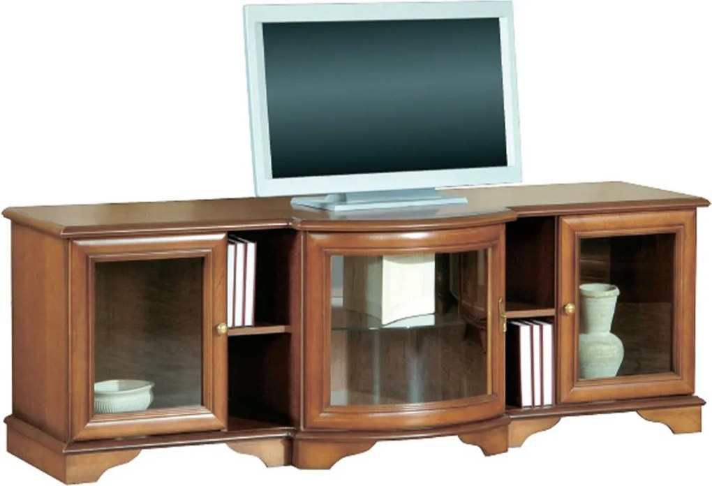 Comodă TV lemn masiv nuc Zefyra, 62 × 177 × 61.5 cm