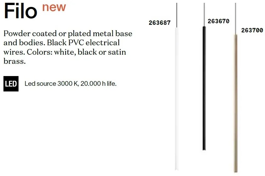 Pendul LED design tubular FILO SP1 NERO