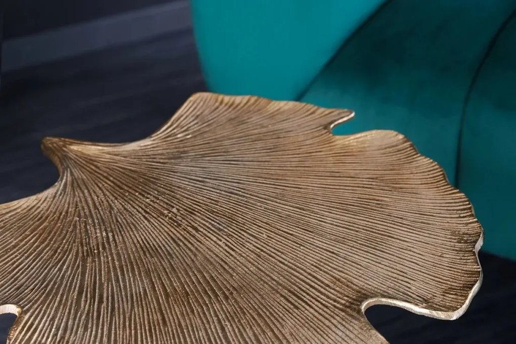 Masuta auxiliara cu aspect deosebit Ginkgo Leafs 53cm, auriu A-41789 VC