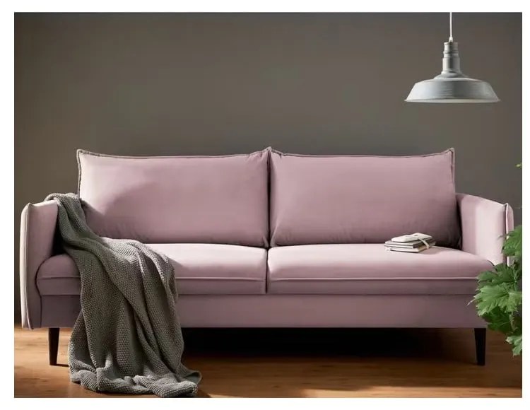 Canapea mov lavandă cu tapițerie din catifea 203 cm Juli – Ropez