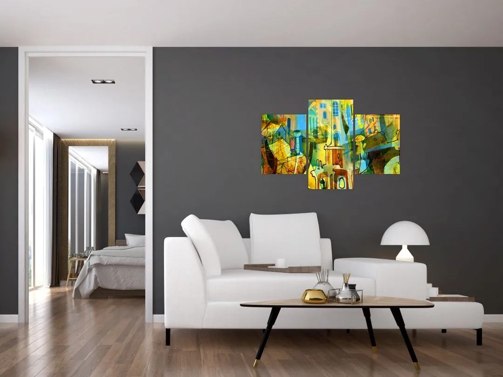 Tablou - Arhitectură, abstractizare cubistă (90x60 cm)