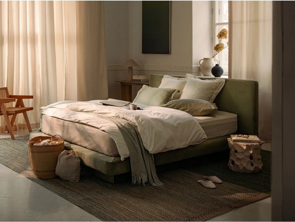 Pat matrimonial gri închis tapițat 160x200 cm Linea – Micadoni