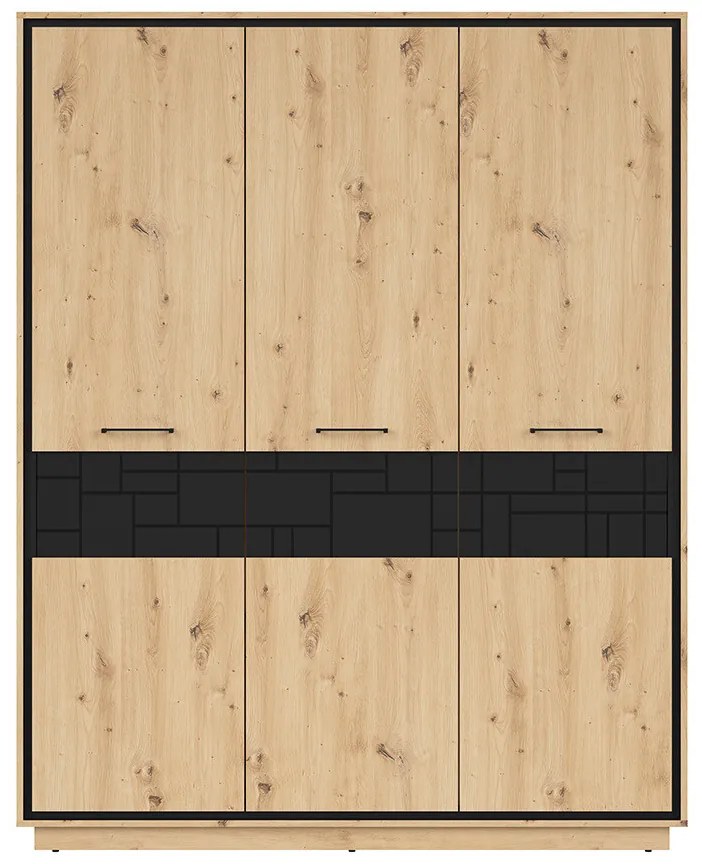 Dulap de haine Pont SZF3D2E (Stejar artisan + Negru mat). 1063044