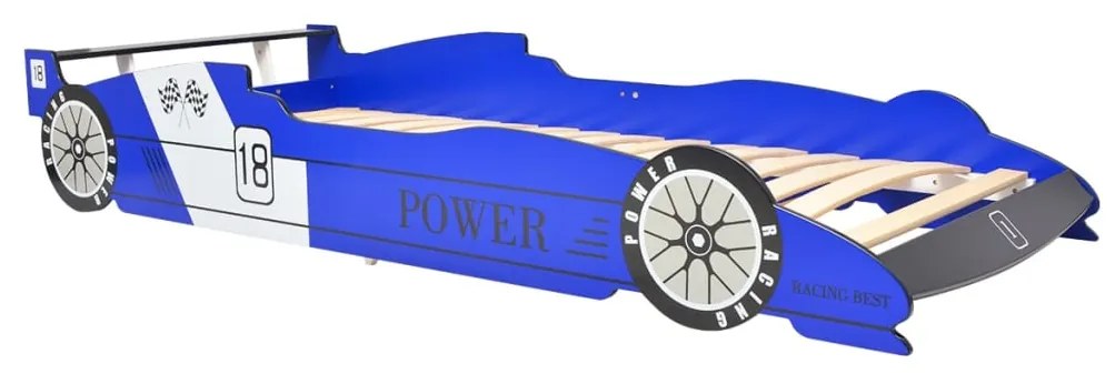 244465 vidaXL Pat pentru copii mașină de curse 90 x 200 cm, albastru
