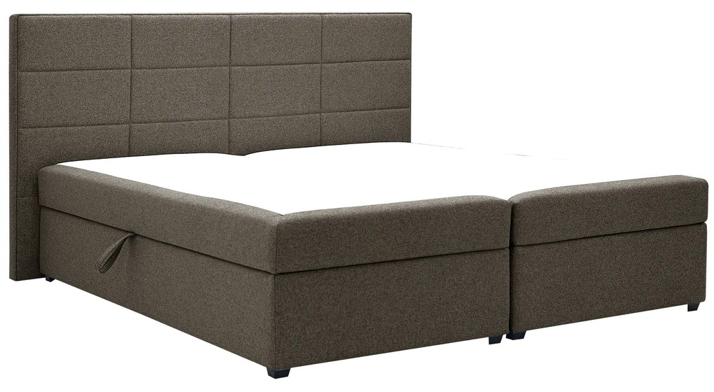 Pat matrimonial Boxspring 180 cm Revenant (maro) (cu somieră și saltea) (cu sp. depozitare). 1098560