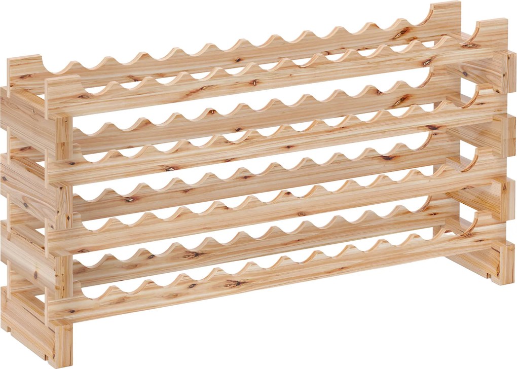 HOMCOM Raft pentru Sticle de Vin, Etajeră pentru Sticle cu 4 Rafturi pentru 48 Sticle, 114x28x56,5 cm, Lemn Natural | Aosom Romania
