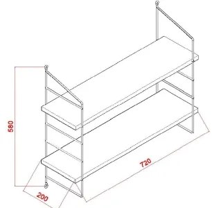Etajeră de perete ARMONI 58x72 cm maro/neagră