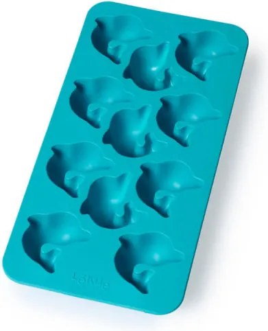Forma cuburi de gheata cu capac Lekue 1009042, 22 x 11 x 2,3 cm, 11 delfini, -40 +60 °C, Albastru