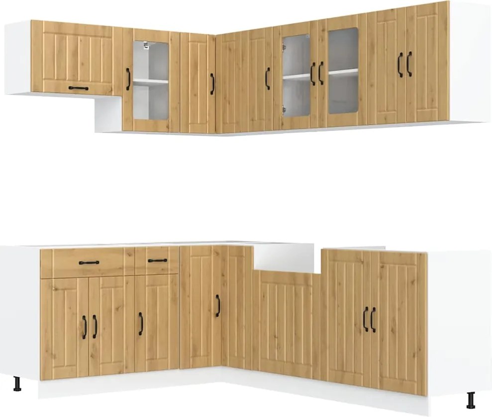 vidaXL Set dulap de bucătărie 11 piese „Lucca” stejar artizanal lemn