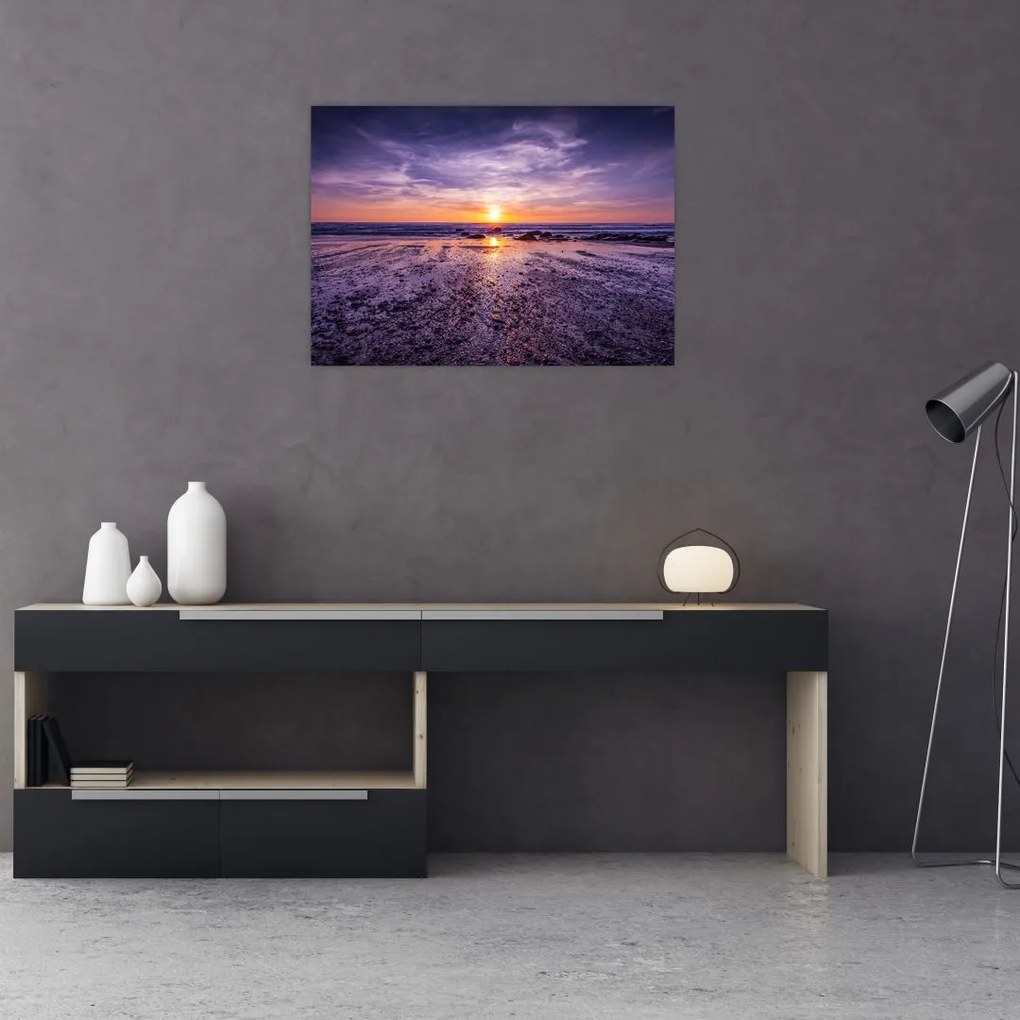 Tabloul cu plaja - apus de soare (70x50 cm)