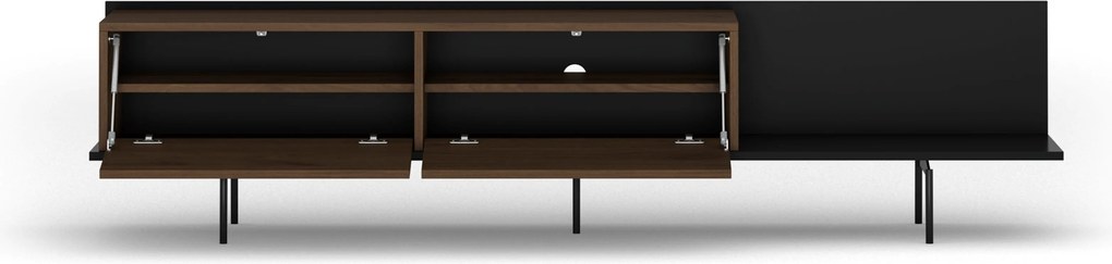 Comodă TV Zenar 200 cm cu picioare metalice - nuc elegant / negru