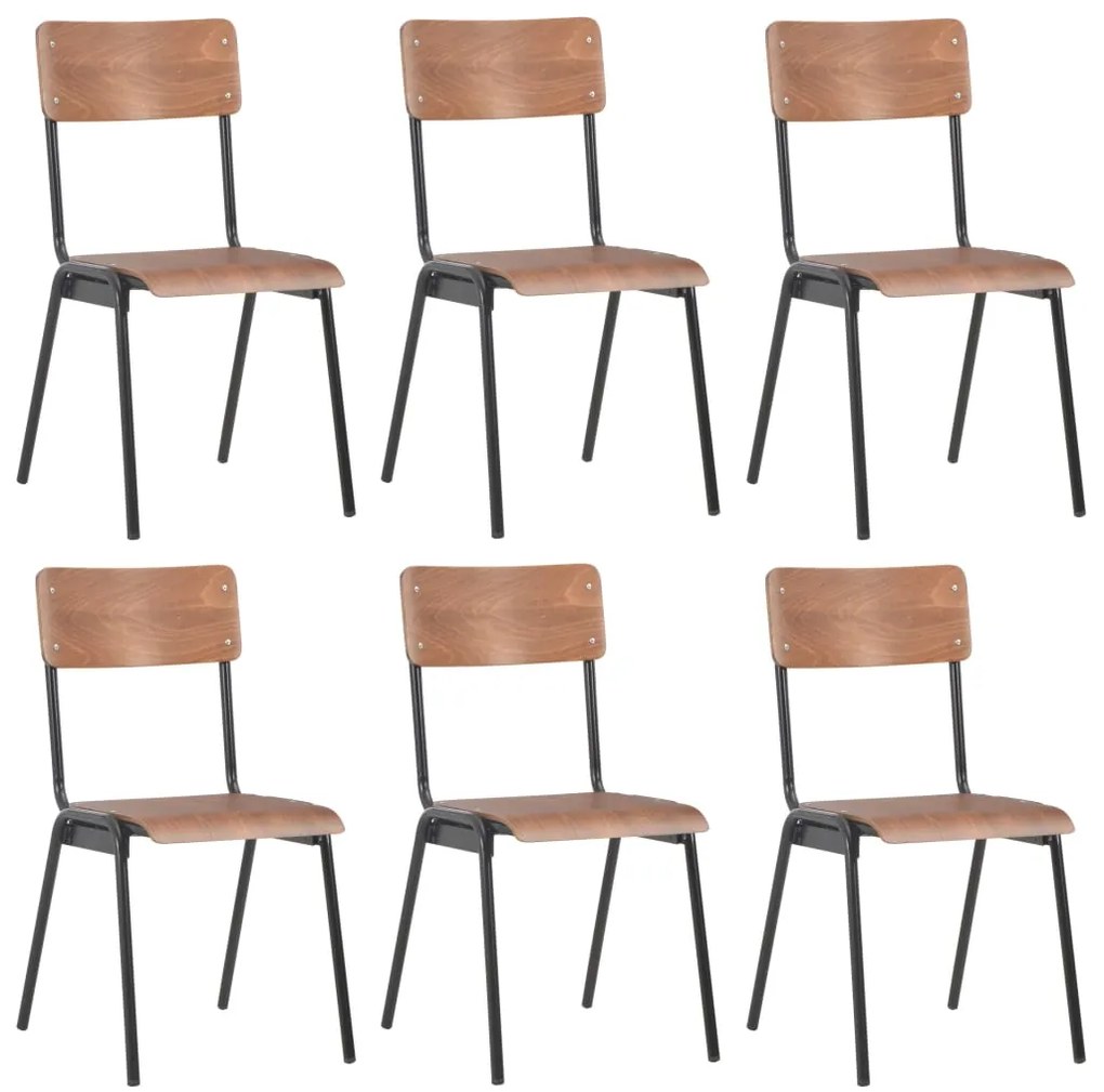 vidaXL Scaune de bucătărie, 6 buc., maro, placaj