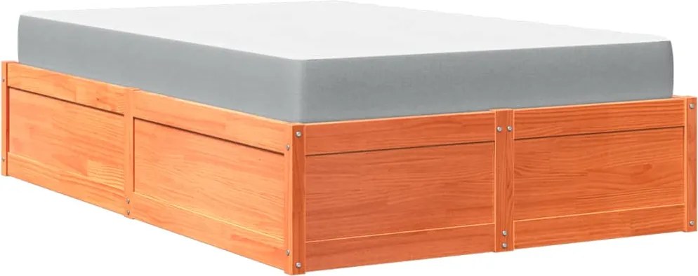 vidaXL Pat cu saltea, maro ceruit, 120x190 cm, lemn masiv pin