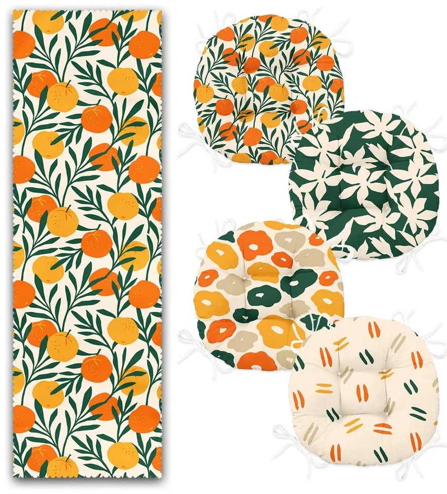 Set 4 perne de scaun și napron 45x140 cm – Mila Home