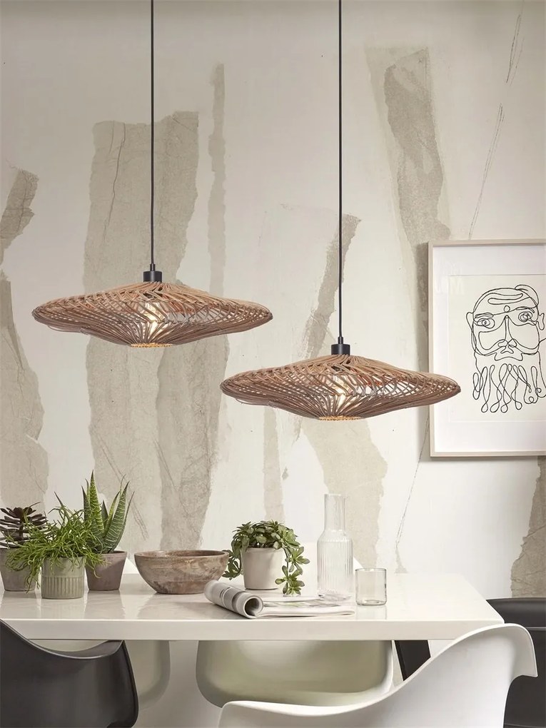 Lustra/Pendul eco din ratan Zanzibar flat 55cm L, nat