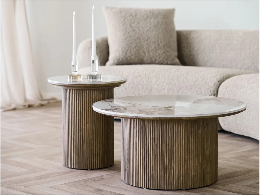 Măsuță auxiliară rotundă cu blat cu aspect de marmură ø 45 cm Athens – House Nordic