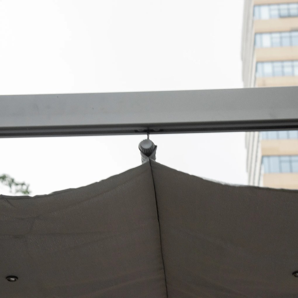 Pergolă pavilion Outsunny cu acoperiș culisant pentru terasă de grădină Alu Gri cărbune+Gri închis 3x3x2,23 m | Aosom Romania