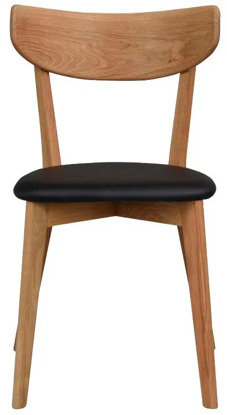Scaun de dining din lemn de stejar cu șezut negru Rowico Ami, maro