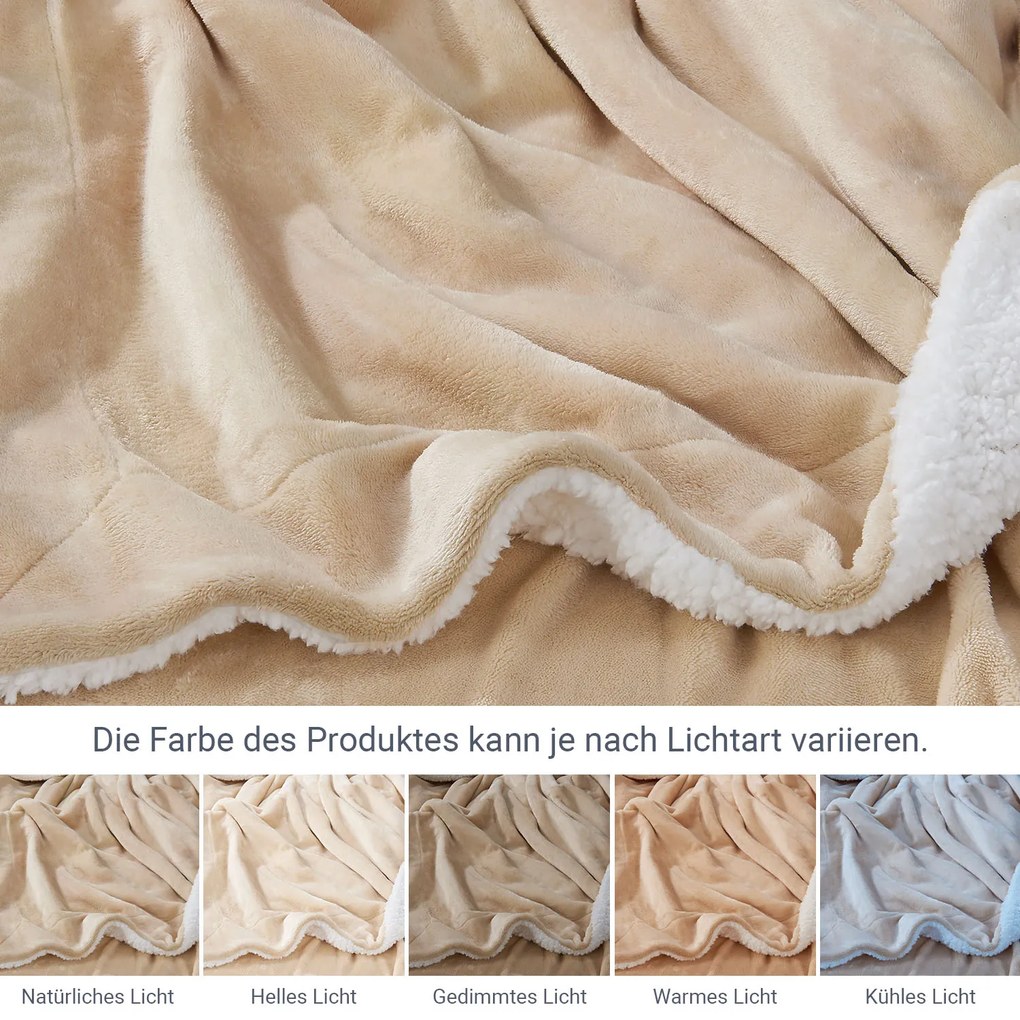 Pătură imitație lână 150x200 cm, culoare nisip