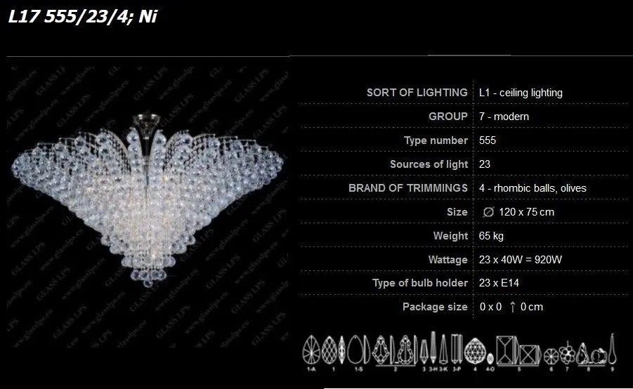 Plafonier cristal Bohemia L17 555/23/4