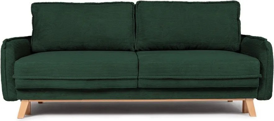 Canapea verde-închis extensibilă/cu spațiu de depozitare cu tapițerie din catifea reiată 218 cm Tori – Bonami Selection