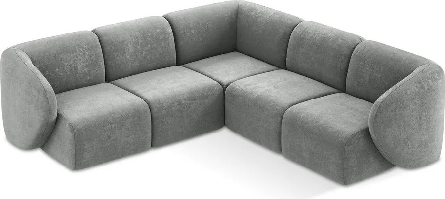 Colțar gri cu tapițerie din chenille Lani – Makamii