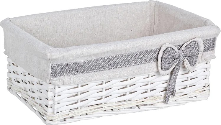 Cos decorativ rattan alb cu husa Ribbon 33 cm x 23 cm x 13 h